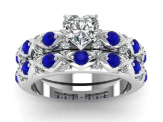 Weiß-blaues Zirkon-Ring-Set für Frauen