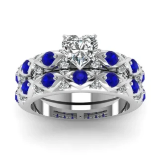 Weiß-blaues Zirkon-Ring-Set für Frauen