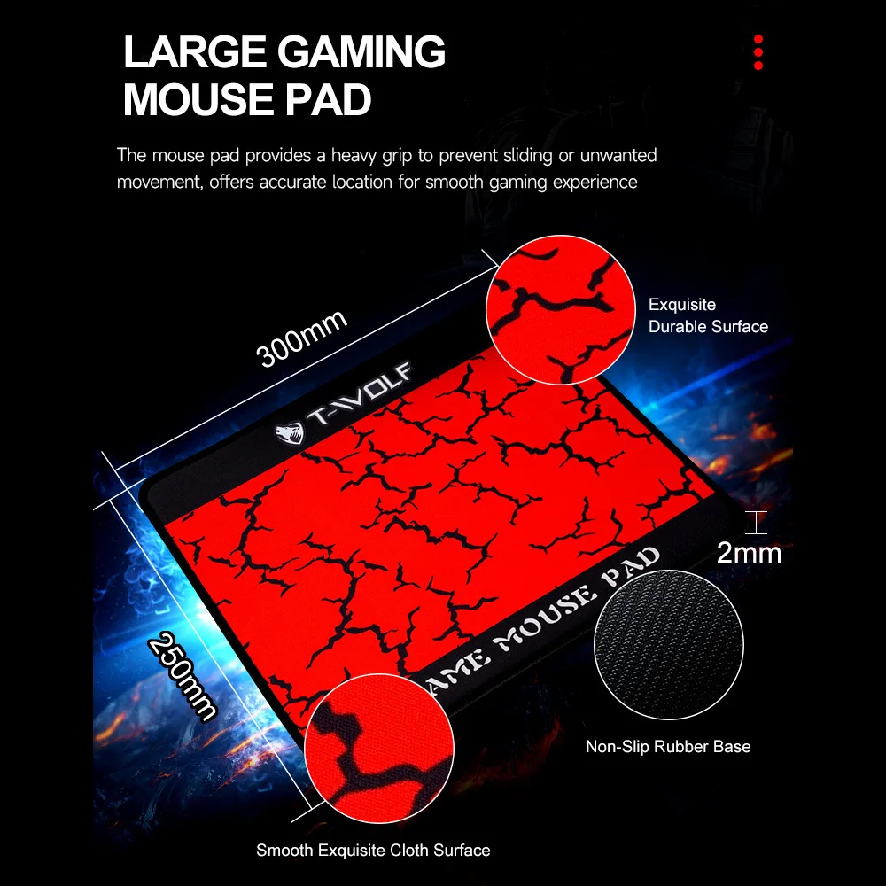 TF800 Vierteilige Gaming-Kombination, 104 Tasten, Atmungslicht-Maus, Headset & Mauspad – Bild 6
