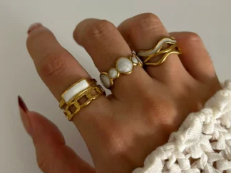 Offene Ringe aus Vintage-Edelstahl, 18 Karat vergoldet
