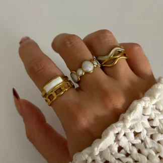 Offene Ringe aus Vintage-Edelstahl, 18 Karat vergoldet