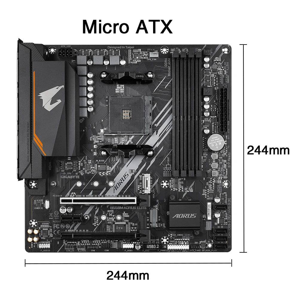 GIGABYTE B550M AORUS ELITE Micro-ATX Mainboard, AMD Ryzen Serie, Dual Kanal DDR4 – Bild 2
