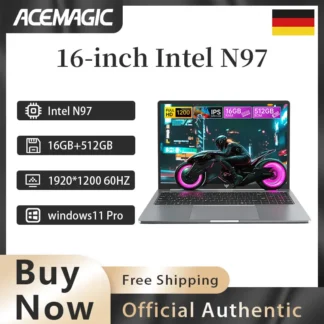 ACEMAGIC Intel N97 Laptop, 512GB SSD, 16GB RAM DDR4