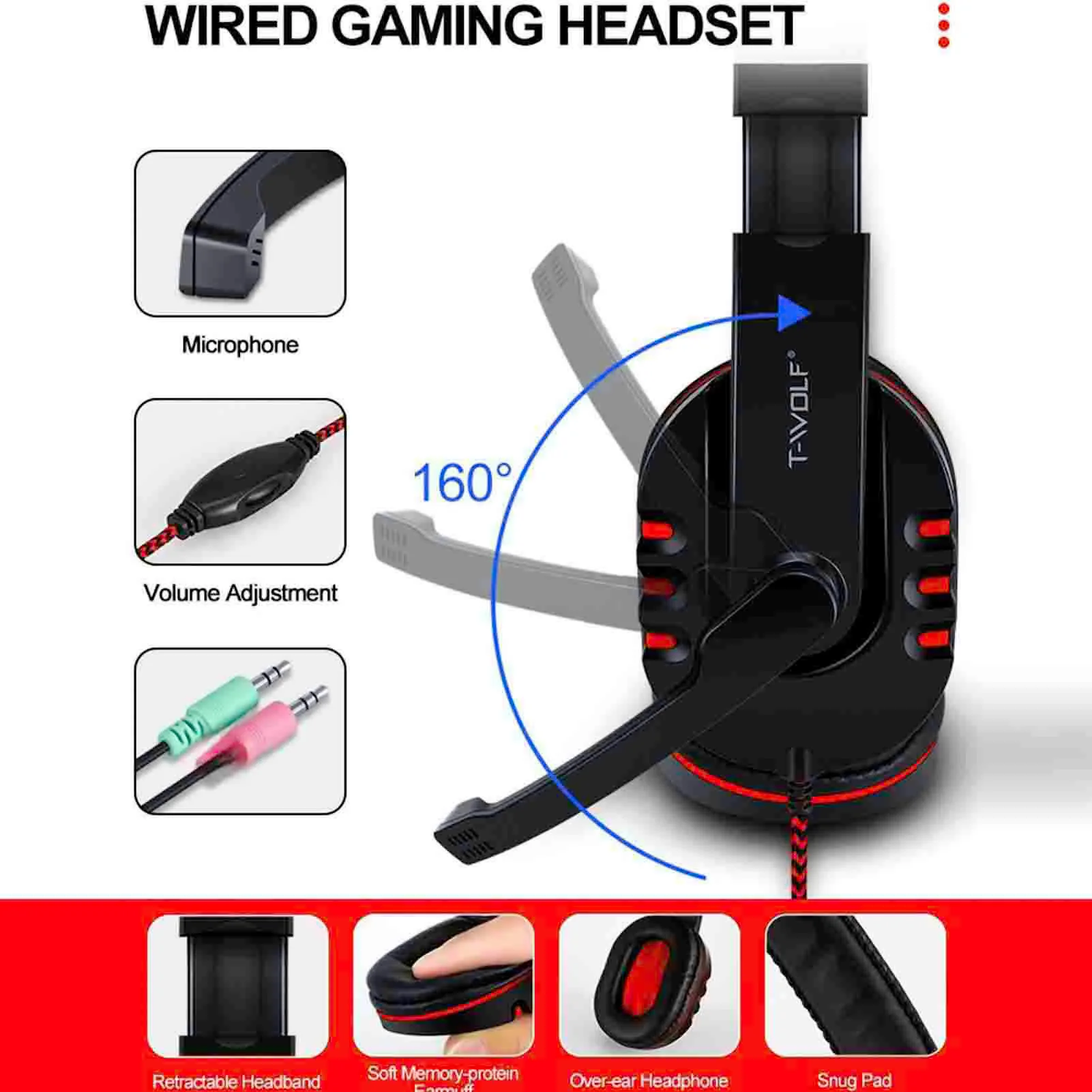 TF800 Vierteilige Gaming-Kombination, 104 Tasten, Atmungslicht-Maus, Headset & Mauspad – Bild 3