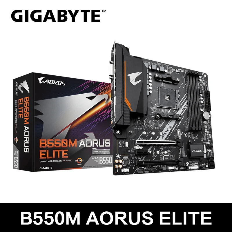 GIGABYTE B550M AORUS ELITE Micro-ATX Mainboard, AMD Ryzen Serie, Dual Kanal DDR4