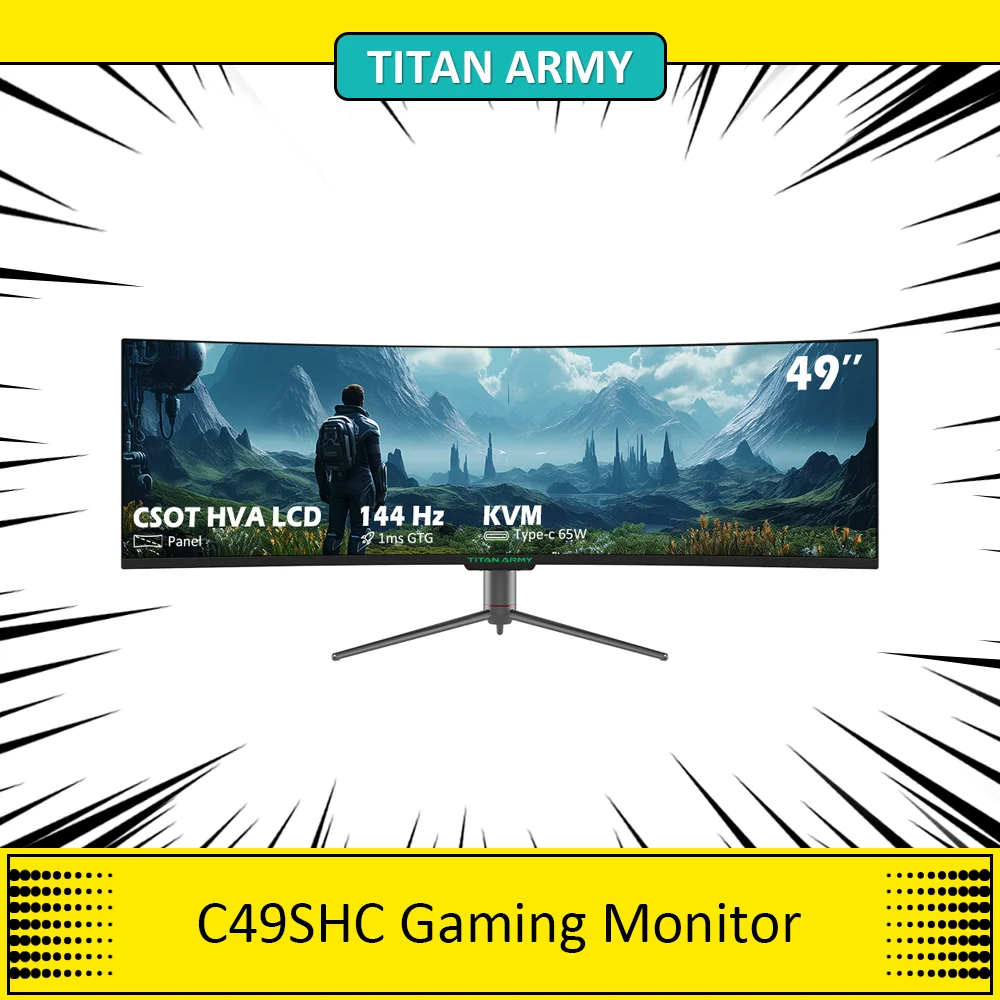 TITAN ARMY C49SHC 49-Zoll-Monitor, 3840 x 1080, 32:9 gebogener Bildschirm