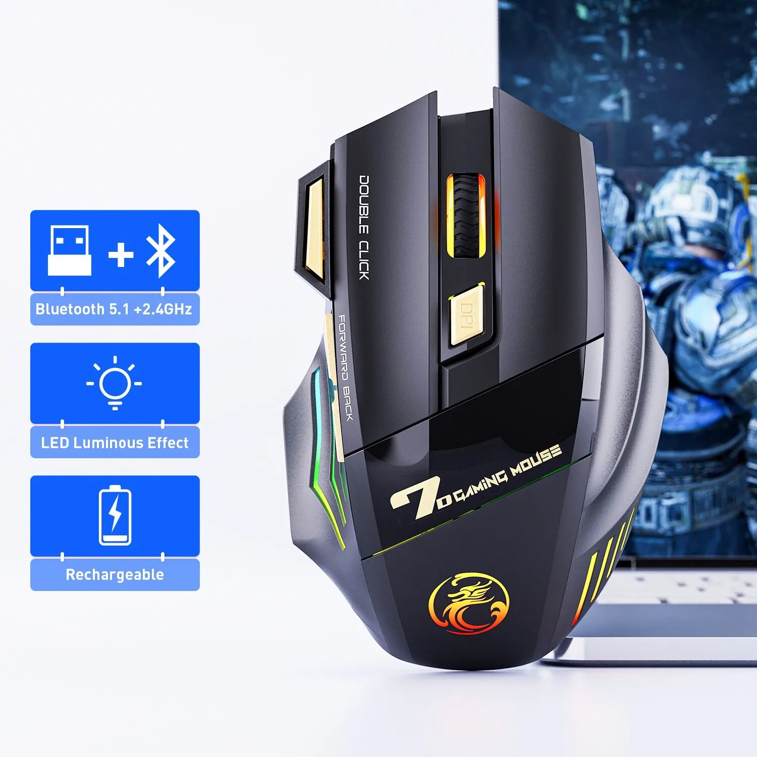 Drahtlose Gaming-Maus USB Imice GW-X7 3200dpi, Bluetooth