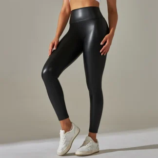 Trendige Damen-Leggings, hohe Taille, enge und sexy PU-Lederhose