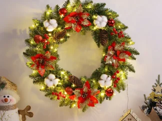 Weihnachtsdekorationen zum Aufhängen mit Fichtenzapfen, Beerenkugel, 40 cm