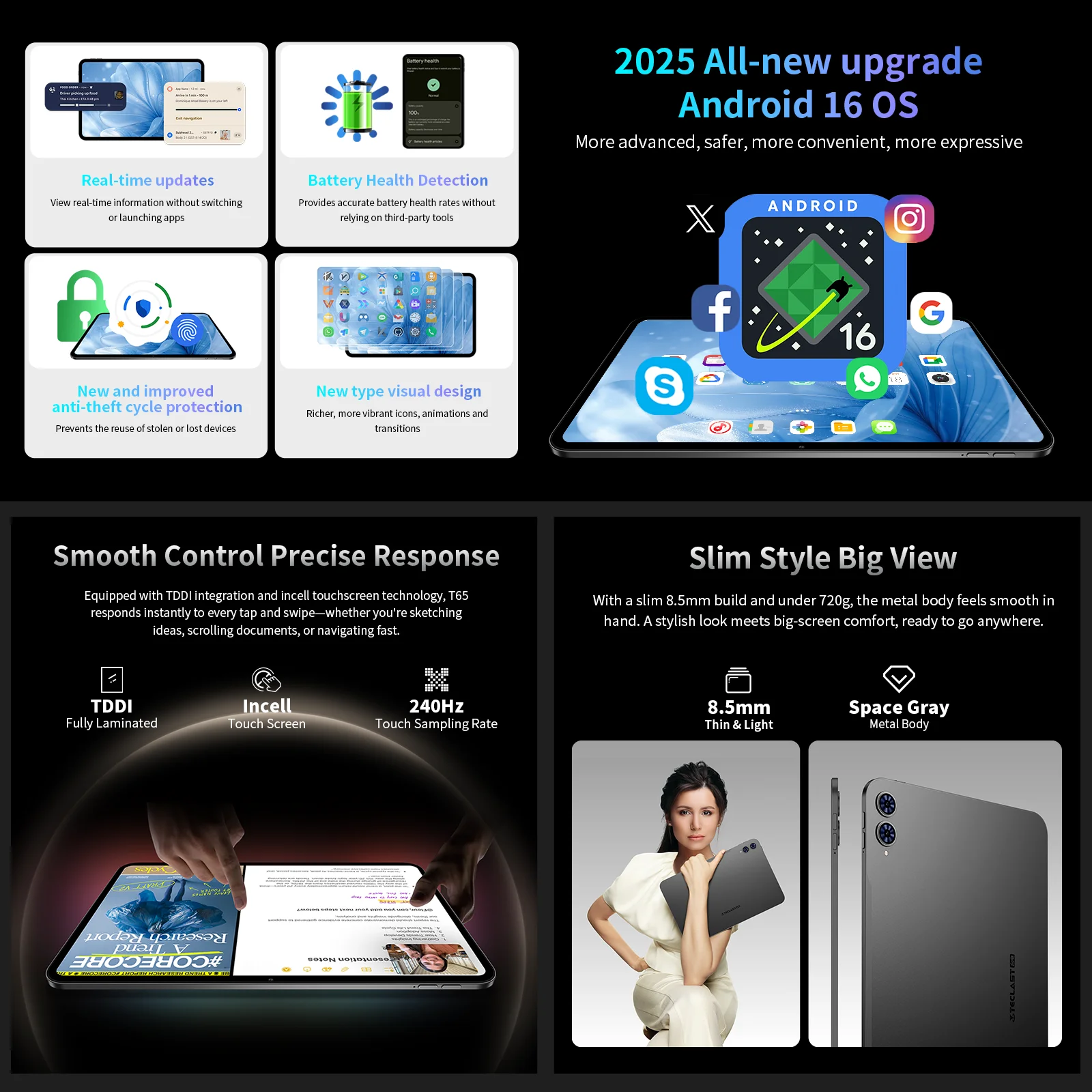 Android 16 Tablet 13,4 Zoll, 8-Core CPUm 20GB RAM, 128 GB Speicher, LTE – Bild 3