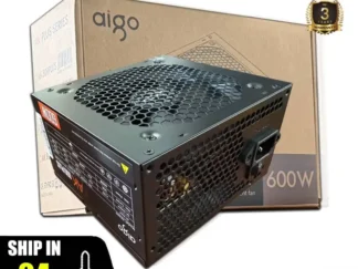 Aigo 600W Gaming Netzteil Schwarz, RGB Lüfter