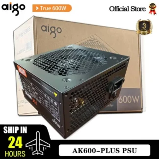 Aigo 600W Gaming Netzteil Schwarz, RGB Lüfter