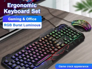 Rainbow-Glow Gaming-Tastatur mit Maus im Set