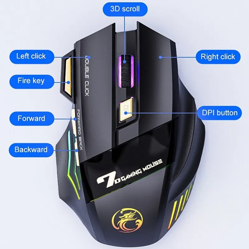 Drahtlose Gaming-Maus USB Imice GW-X7 3200dpi, Bluetooth – Bild 2