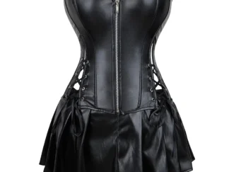 Sexy Kunstleder Korsett mit Rock