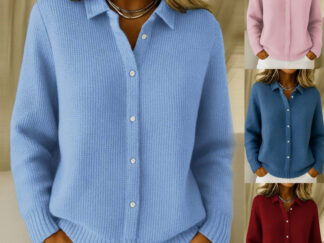 Lässiger Damen-Strickpullover mit Knopfleiste