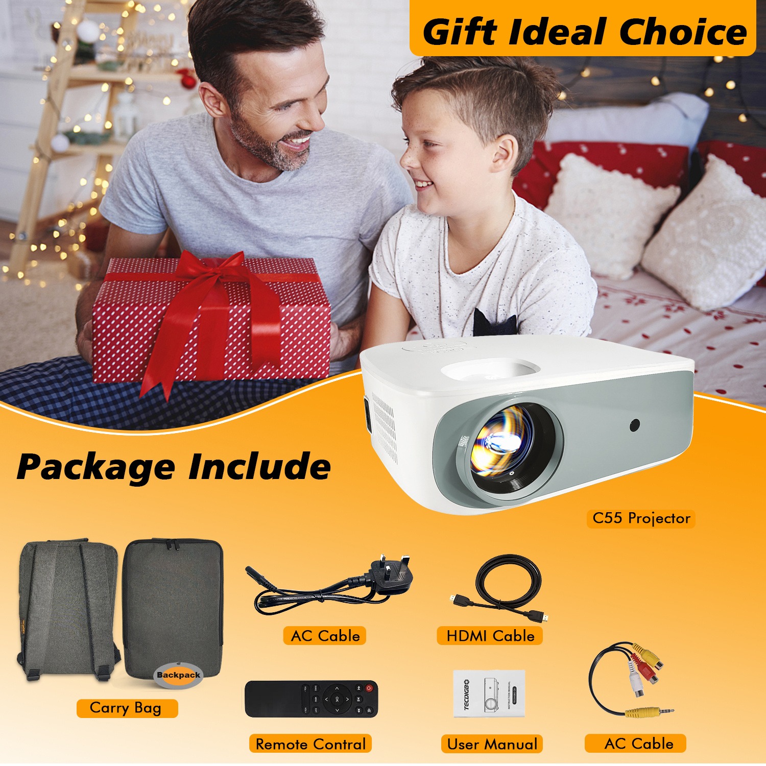 4K True 1080P High-Definition-Projektor in Weiß – Bild 2