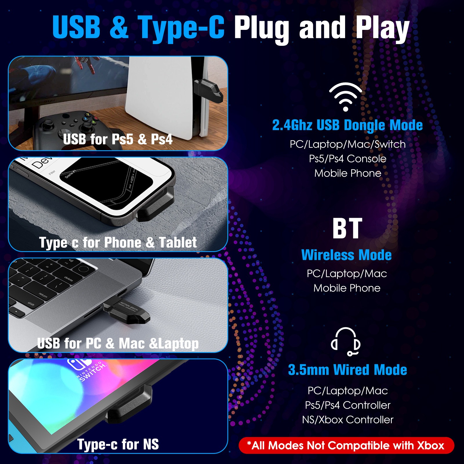 Wireless Head-mounted Gaming Headset Bluetooth 24G E-sports Headset – Bild 4