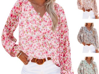 Bluse mit Laternenärmeln & Blumenmuster