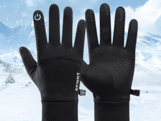 Schwarze, wasserdichte Winterhandschuhe aus Fleece