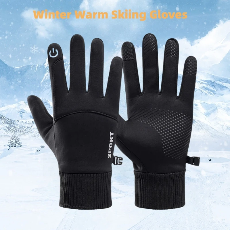 Schwarze, wasserdichte Winterhandschuhe aus Fleece