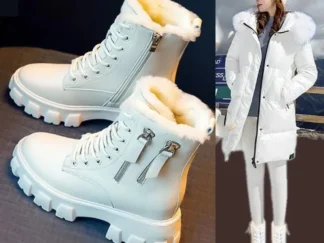 Kurze Damenstiefel mit Baumwolle gefüttert