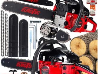 5,5 PS Benzin-Kettensäge, 52 cm³ Motor, inklusive 2 Ketten, 2 Schwertern und 300 ml Öl – XXL-Set