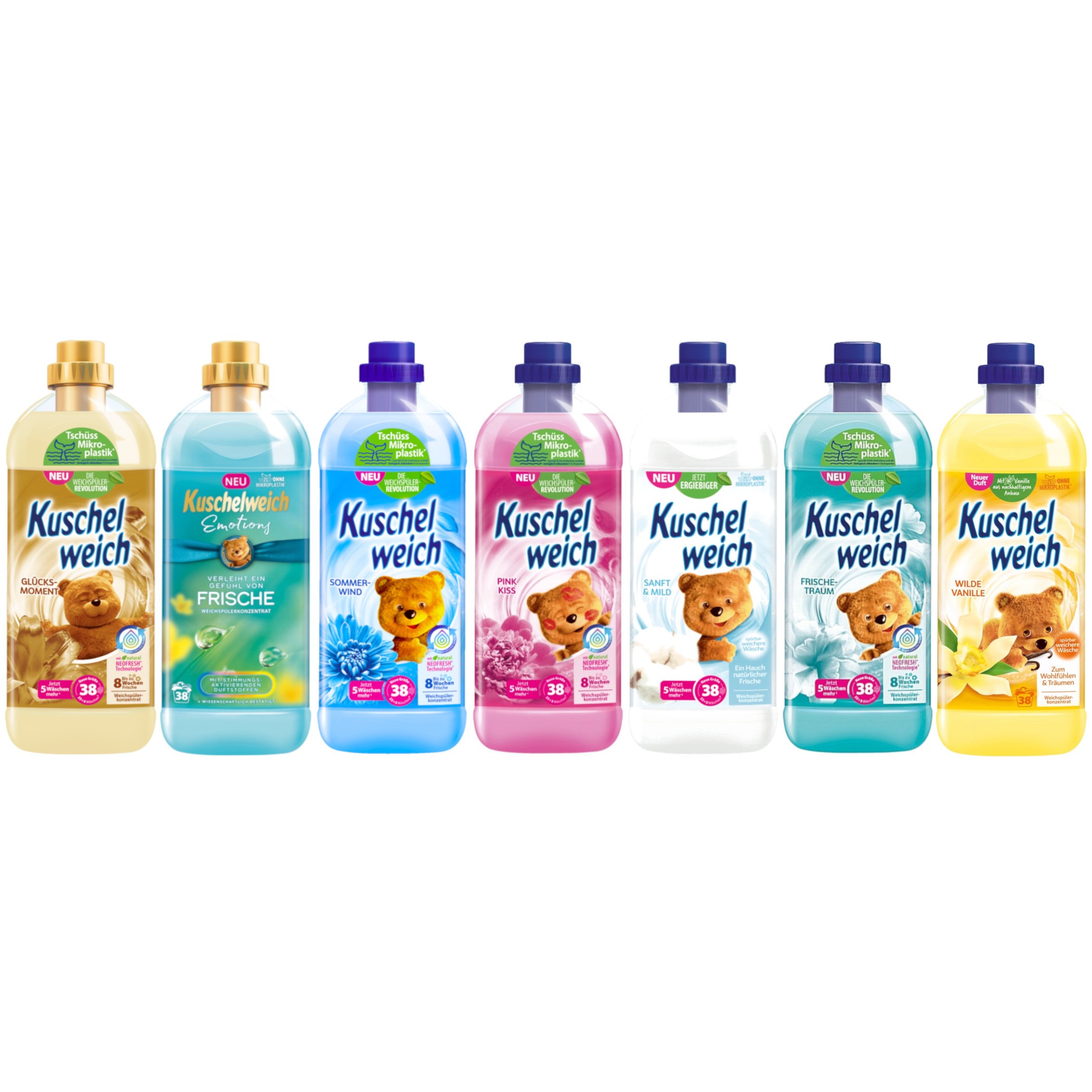 7 x 1l Kuschelweich Weichspüler (7 x 38 Wäschen)