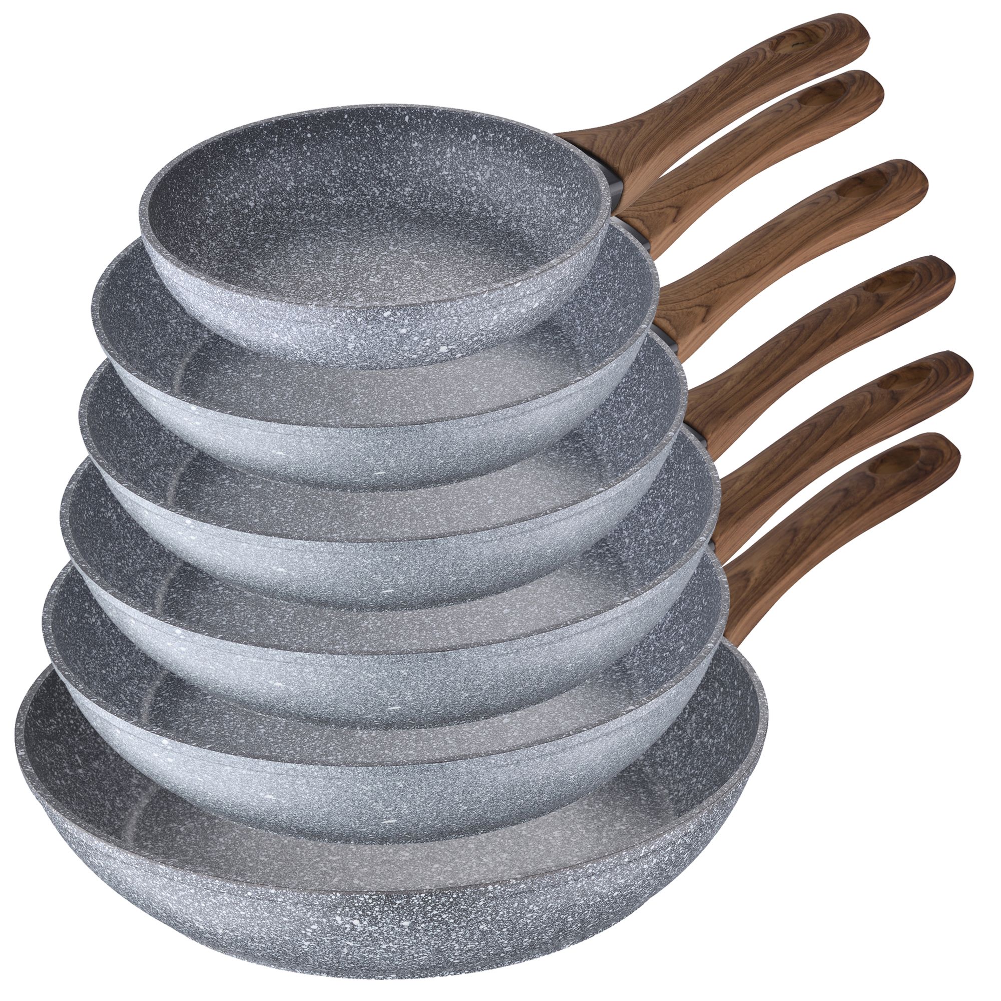 6 teiliges Bratpfannen-Set hergestellt aus geschmiedetem Aluminium, induktionsgeignet