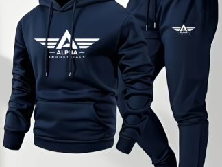 2-teiliges Alpha Herren-Set: Fleecegefütterter Hoodie und Jogginghose