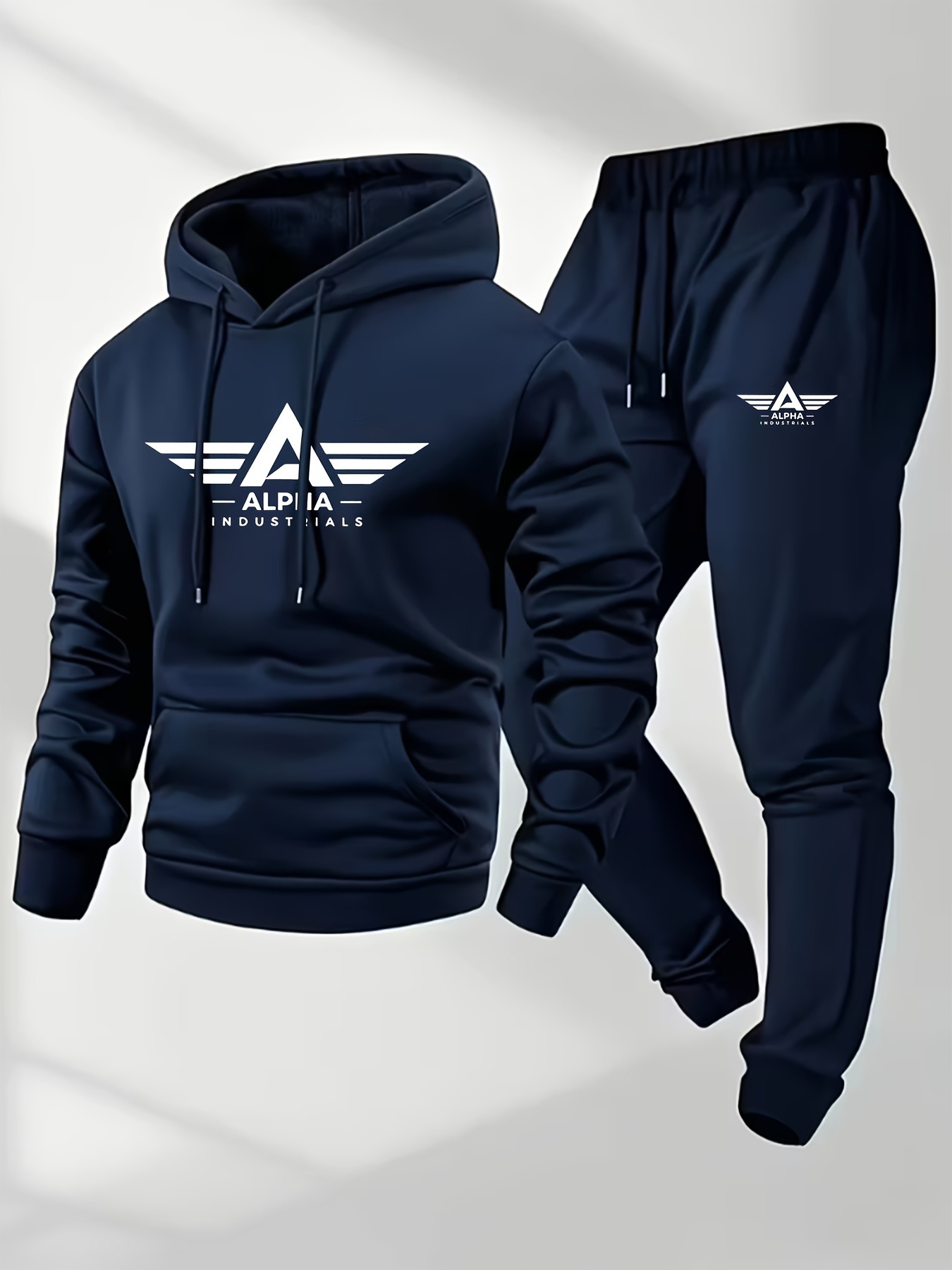 2-teiliges Alpha Herren-Set: Fleecegefütterter Hoodie und Jogginghose