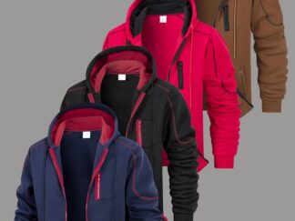 4-teiliges Herren-Thermo-Jacken-Set mit Kapuze und durchgehendem Reißverschluss