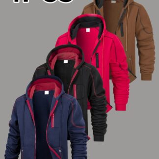 4-teiliges Herren-Thermo-Jacken-Set mit Kapuze und durchgehendem Reißverschluss