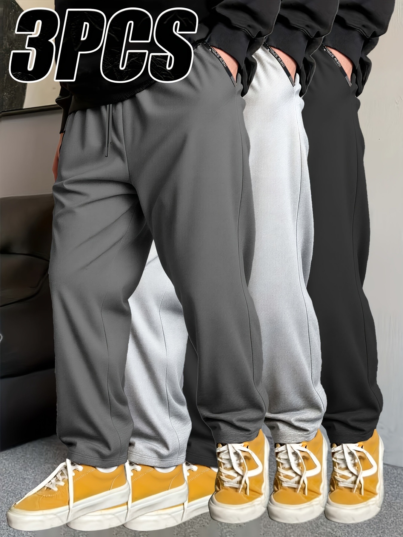 3er-Pack Herrenjogginghosen aus bequemem Material
