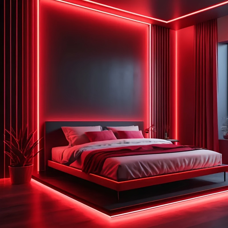 Roter LED-Neonlichtstreifen mit Tastensteuerung, USB-betrieben