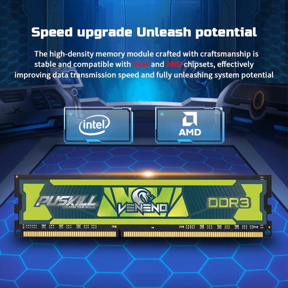 PUSKILL 16GB Kit (2x8GB) DDR3 RAM, 1600MHz, 1,5V DIMM PC-Speichermodul