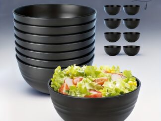 6-12 teiliges Set Kunststoff-Essschüsseln in schwarz