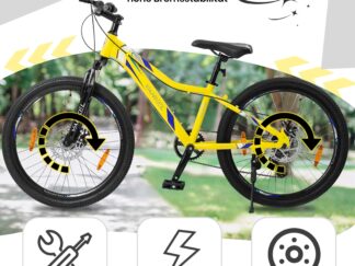 24er Stahl-Hardtail-Fahrrad mit 6-Gang-Schaltung, Federgabel & Scheibenbremsen