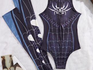 Spinnen-Kostümset für Rollenspiele, bestehend aus Body und Strümpfe