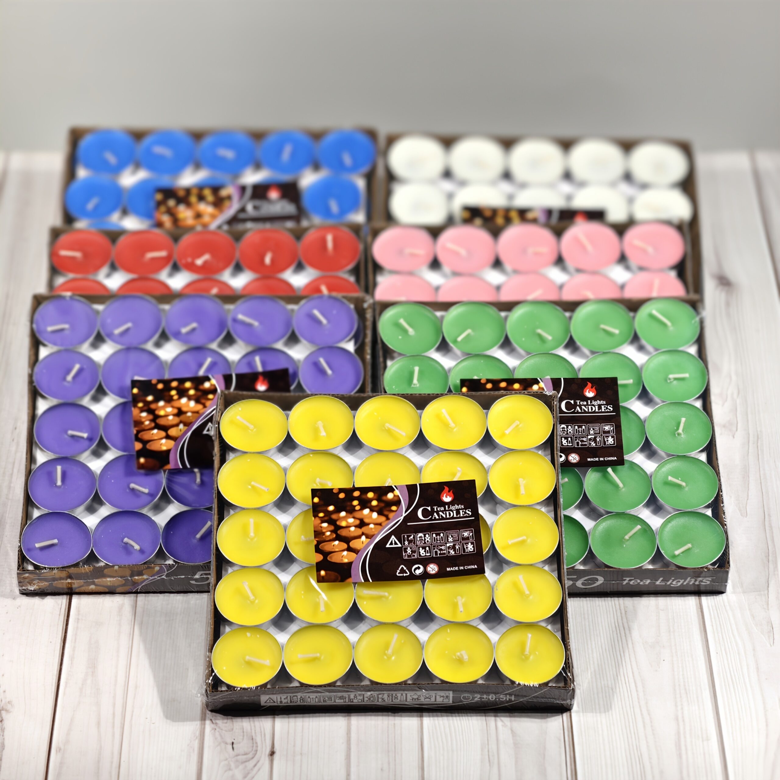 60er-Set bunte, rauchfreie Teelichter, langbrennend in verschiedenen Farben