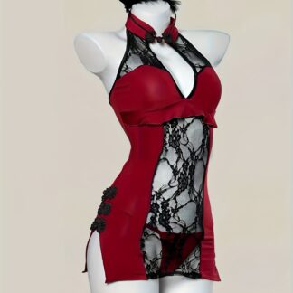 Elegantes, tief ausgeschnittenes Nachthemd mit Cut-Outs