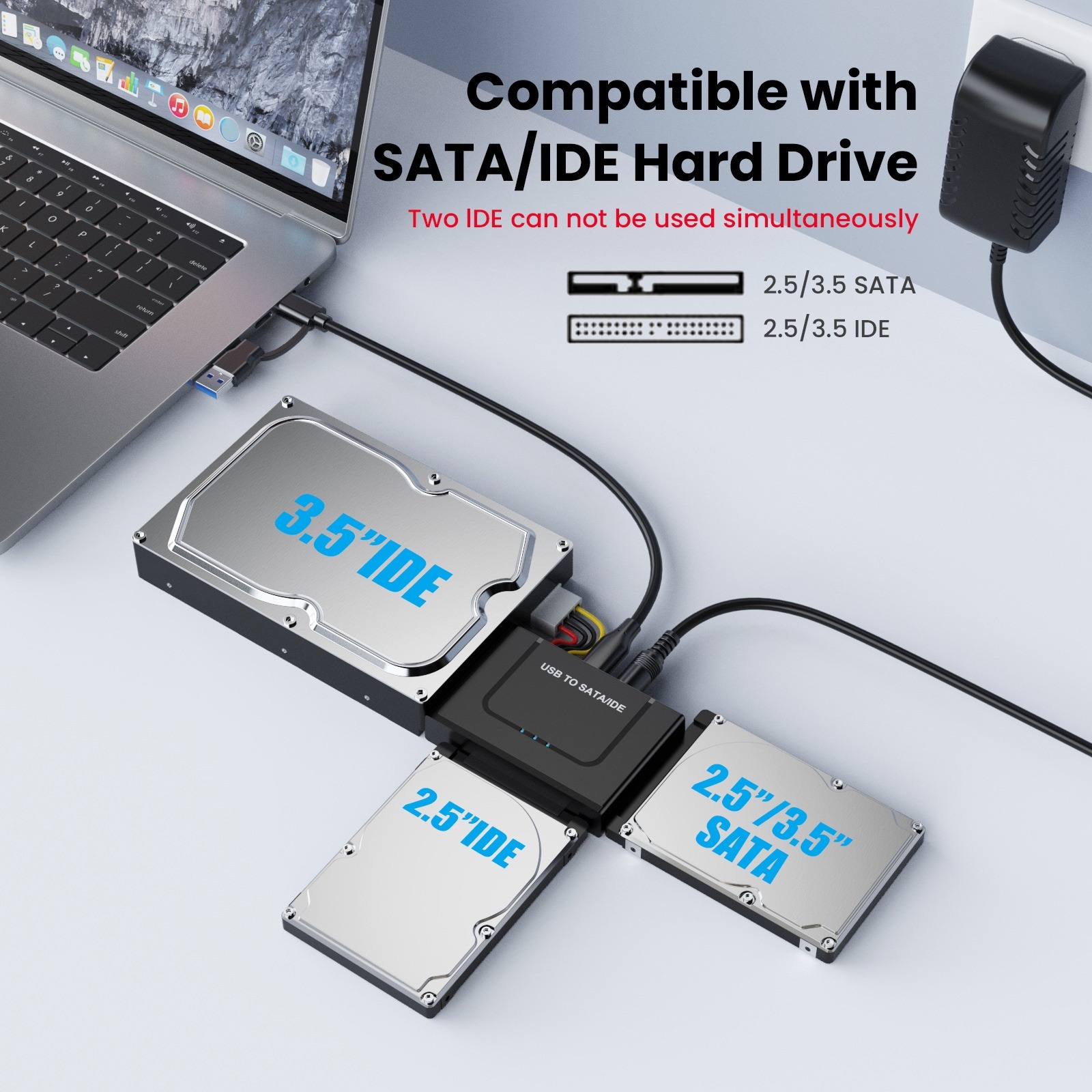 USB 3.0 universeller Dual-Port-HDD/SSD-Adapter
