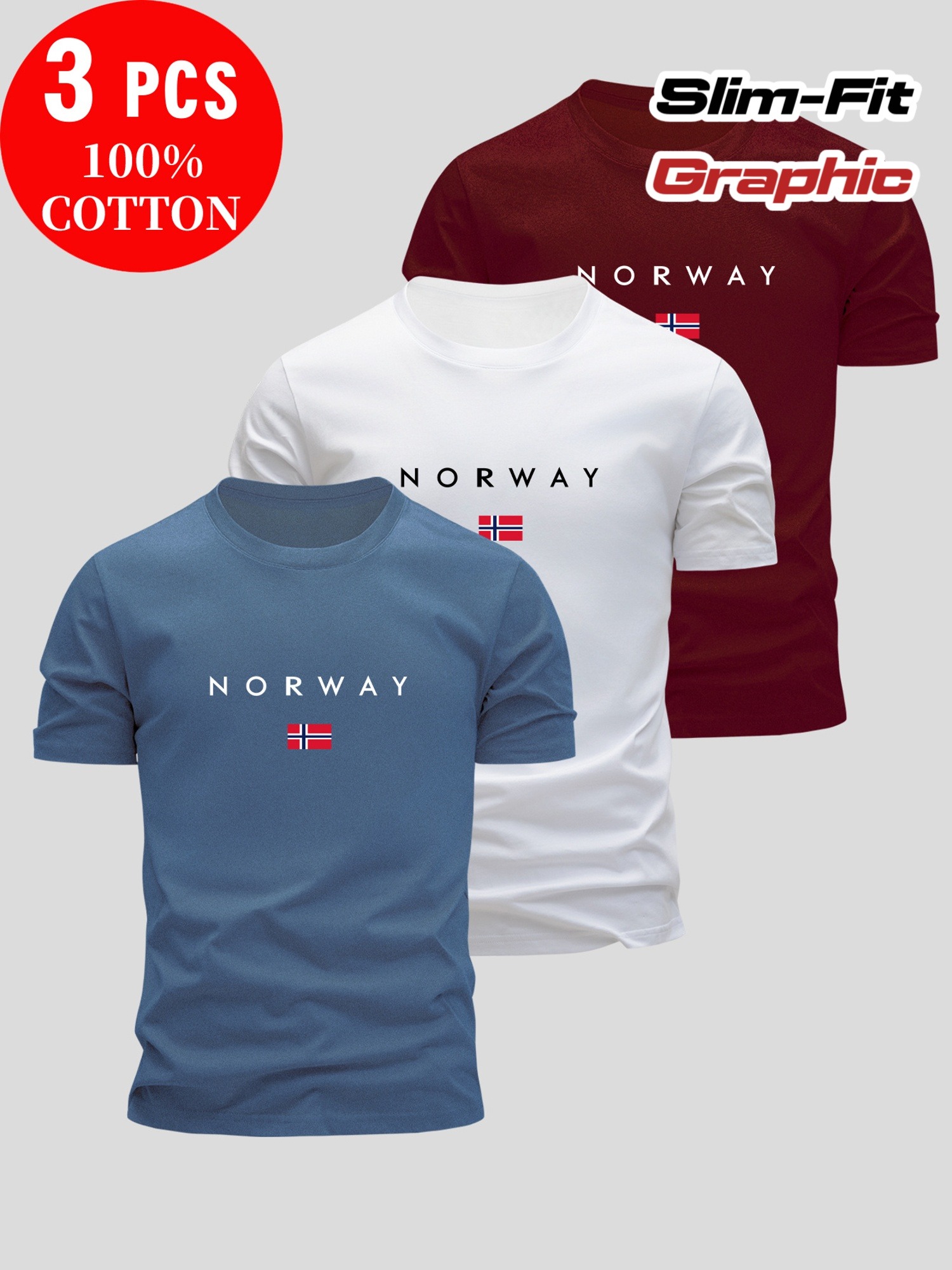 3er-Pack Baumwoll T-Shirts aus 100 % Baumwolle