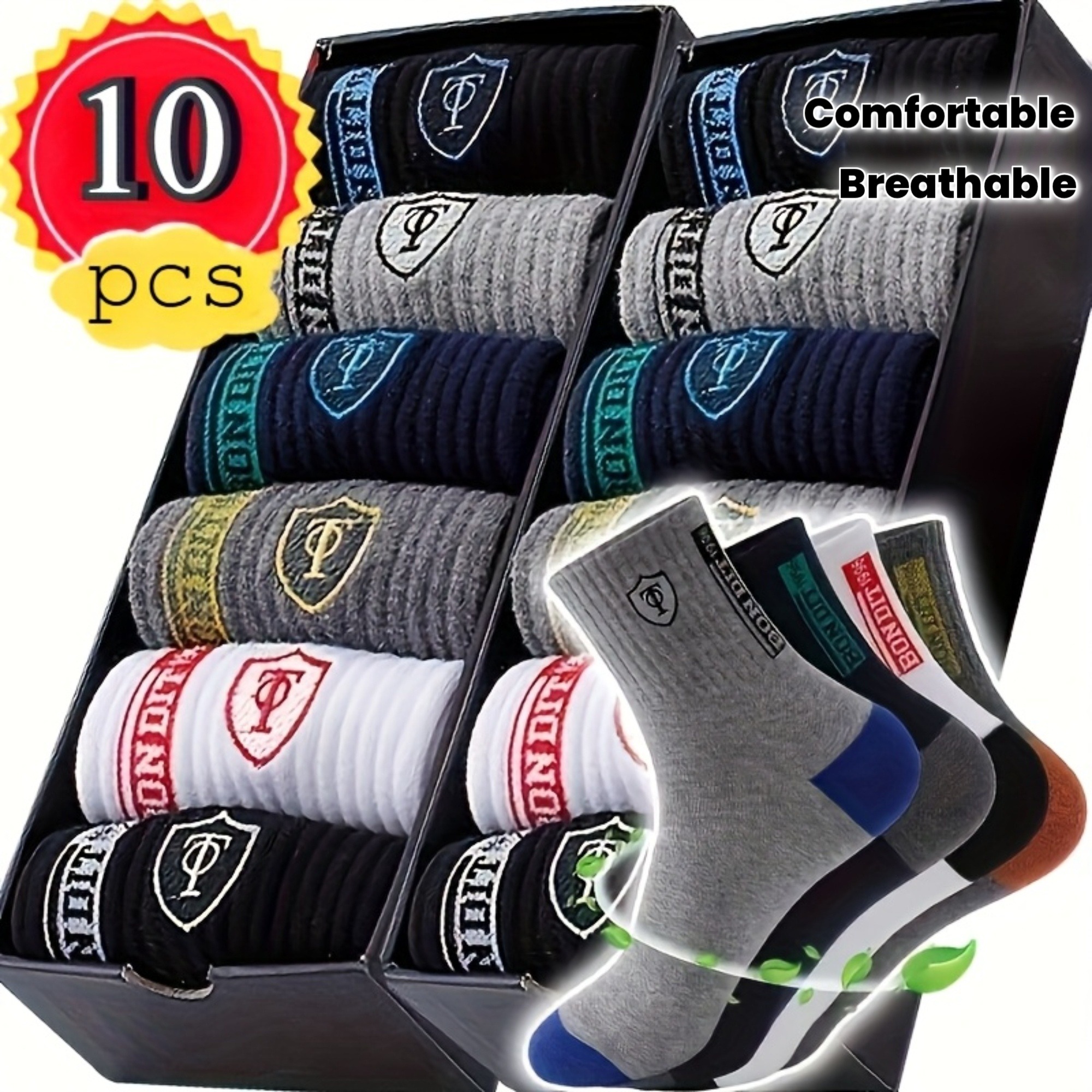 5 Paar Herren-Sportsocken für alle Jahreszeiten, bequem & atmungsaktiv