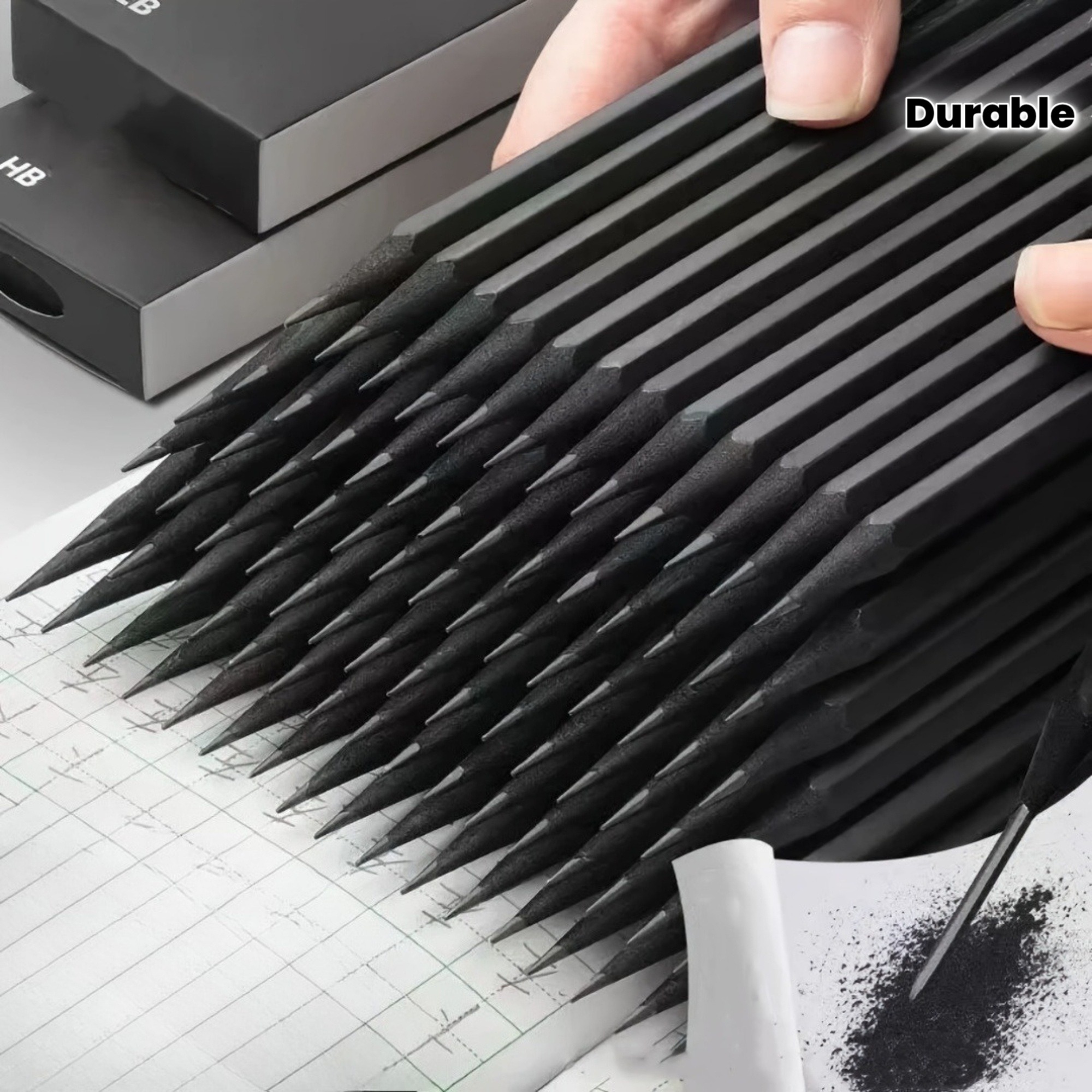 Hochwertiger HB-Bleistift mit Radiergummi aus edlem schwarzes Holz