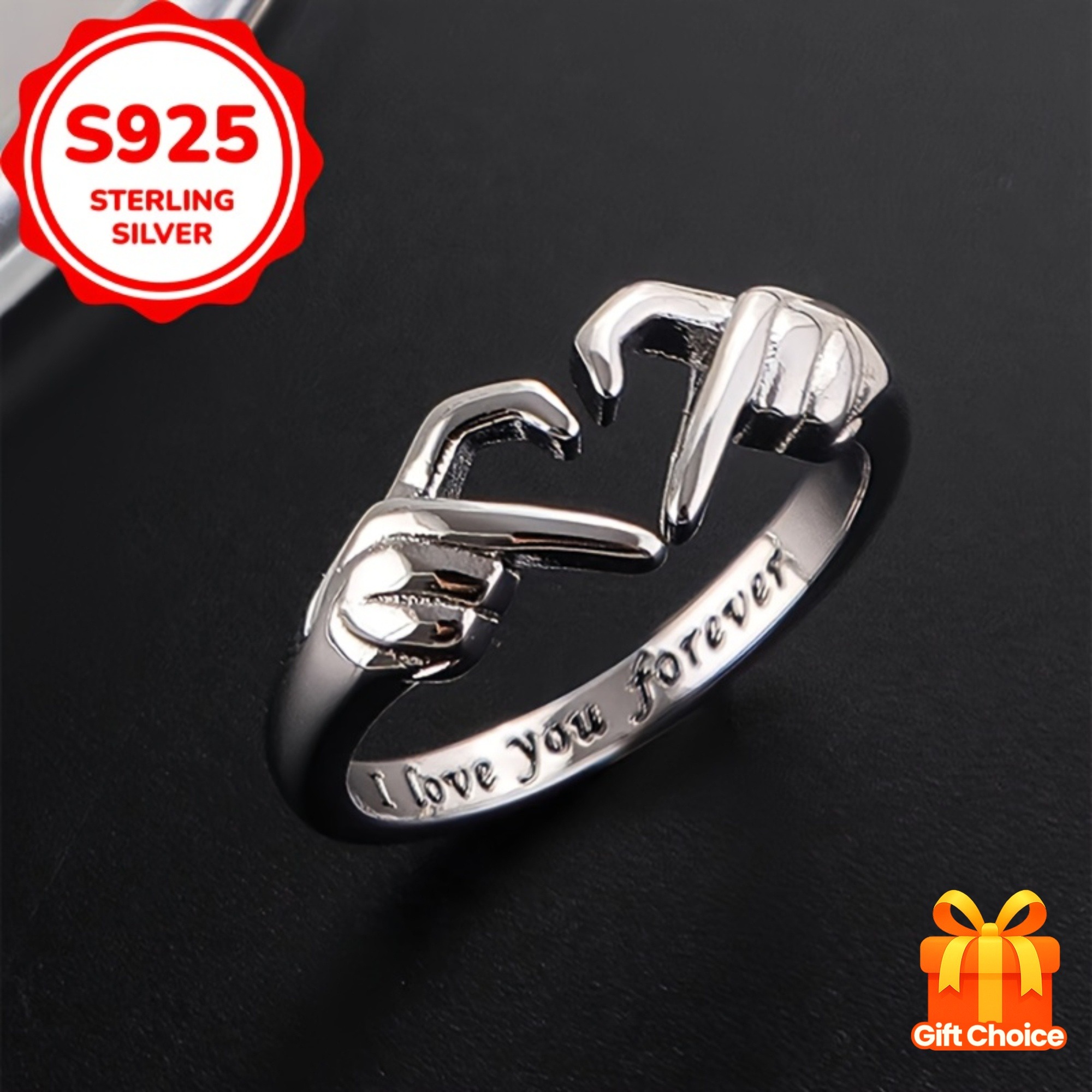1 x 925 Karat Sterling Silber Herzring