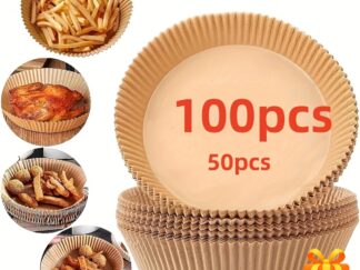 50/100 x Einweg-Papiereinlagen, für Heißluftfritteusen, ölbeständig und antihaftbeschichtet