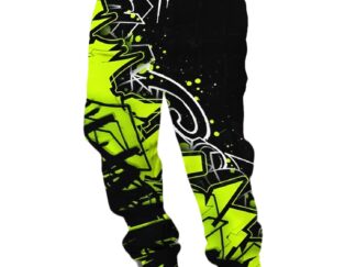 Herren-Jogginghose mit 3D-Digitaldruck in Neongrün und Schwarz