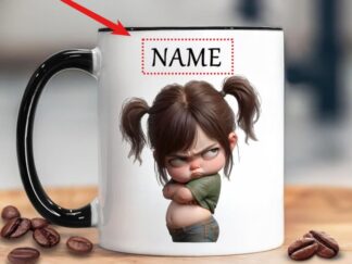 Personalisierte Tasse (325 ml) mit niedlichem Chibi-Motiv + Individueller Name