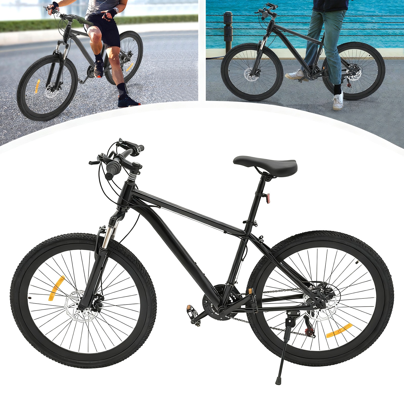 26er Mountain-Bike aus Edelstahl in schwarz